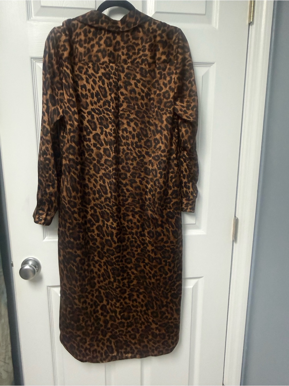 Talbots Brown Leopard Print Long Sleeve Shirt Dress - Picture 5 of 6